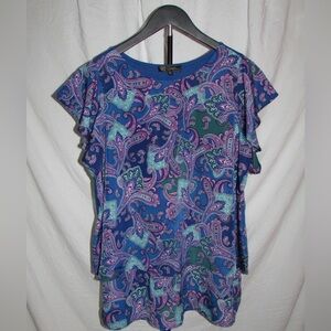 DG2 by Diane Gilman Blue and Pink Paisley Blouse
